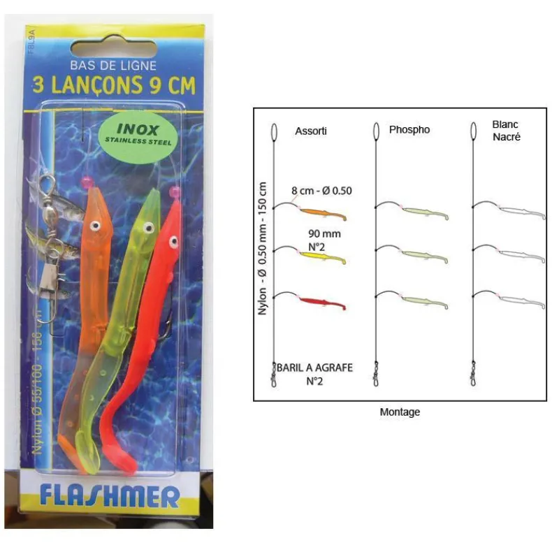 Flashmer Bas De Ligne 3 Lancons 9Cm