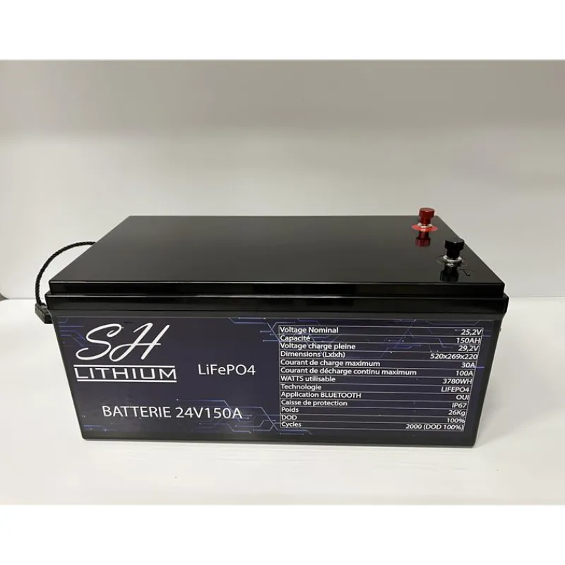 SH Lithium Batterie Lithium Lifeop4 Format Caisse Bluetooth 24V150amp + Chargeur