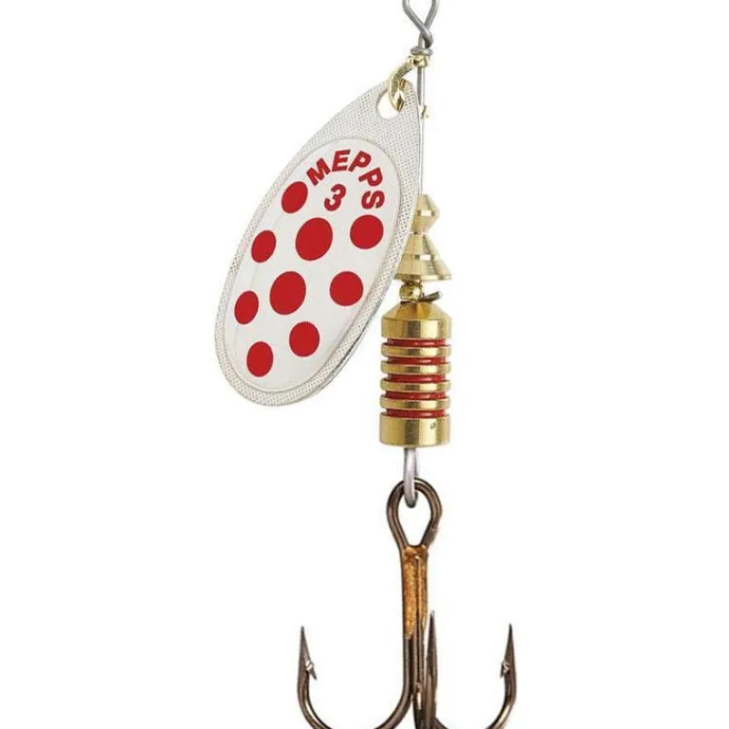 Mepps Cuiller Tournante Aglia Argent Points Rouges