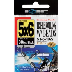 Sunset Emerillon Rotatif Mer Triple Rolling W / Beads St-S-1027 - Pack