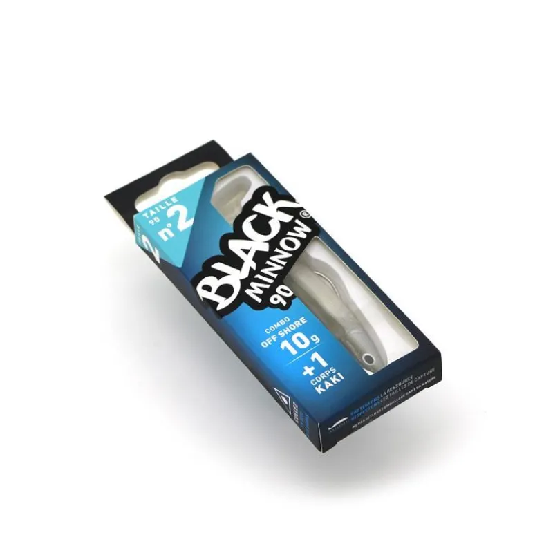 Fiiish Kit Leurre Souple Arme Combo Black Minnow 90 + Tete Plombee Off Shore