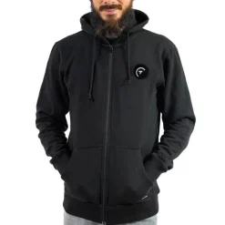 Sur vos traces Sweat À Capuche Zippé Pêche Personnalisable - Noir