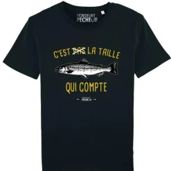 Monsieur Pêcheur Tee Shirt Manches Courtes Homme C'est Pas La Taille Qui Compte - Truite - Noir