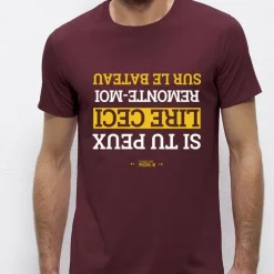 Monsieur Pêcheur Tee Shirt Manches Courtes Homme Remonte Moi Sur Le Bateau - Burgundy
