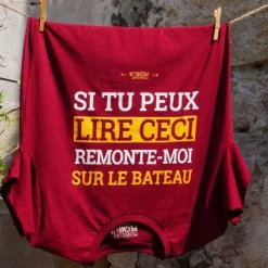 Monsieur Pêcheur Tee Shirt Manches Courtes Homme Remonte Moi Sur Le Bateau - Burgundy