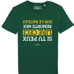 Monsieur Pêcheur Tee Shirt Manches Courtes Homme Remonte Moi Sur Le Bateau - Vert