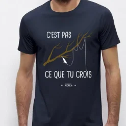 Monsieur Pêcheur Tee Shirt Manches Courtes Homme C'est Pas Ce Que Tu Crois - Marine