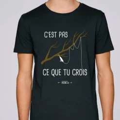 Monsieur Pêcheur Tee Shirt Manches Courtes Homme C'est Pas Ce Que Tu Crois - Noir
