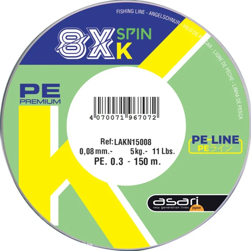 Asari Tresse 8X-K Spin - Vert Fluo - 150M