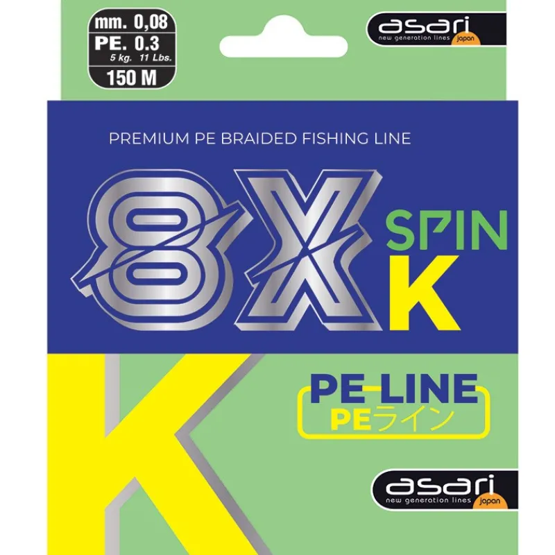Asari Tresse 8X-K Spin - Vert Fluo - 150M