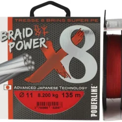 Powerline Tresse Braid Power X8 Rouge - 135M